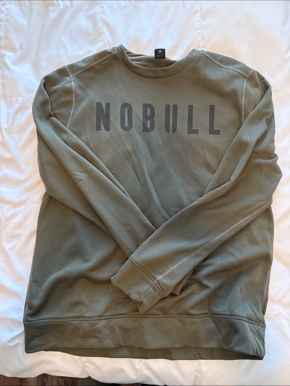 NOBULL Olive Green Crewneck Sweatshirt with Logo women’s size large